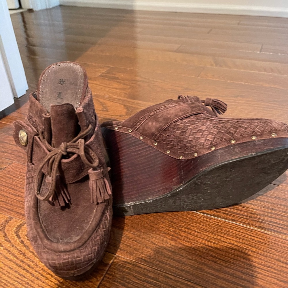 L.A.M.B. Suede wedge